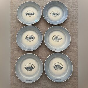 Bing and Grondahl Blue and White Porcelain Dessert Plates - Set of 6, Denmark